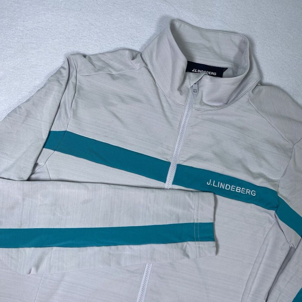 J Lindeberg Matteo JL Soft Shell Stretch Jacket Mens Size Med Full Zip Gray Teal